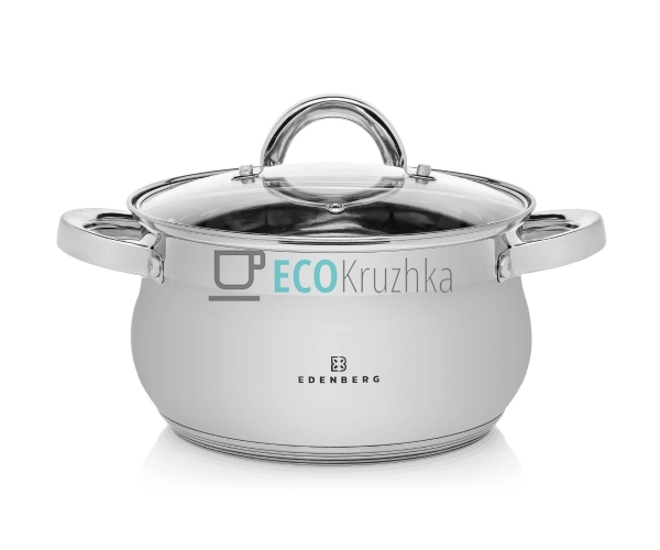 Каструля нержавіюча 3.9 л професійна з кришкою Edenberg ... Каструля нержавіюча 3.9 л професійна з кришкою Edenberg ...