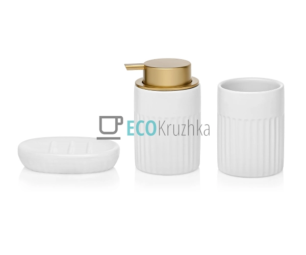 Набір "Matte White" для ванної кімнати: дозатор 350 мл, ... Набір "Matte White" для ванної кімнати: дозатор 350 мл, ...