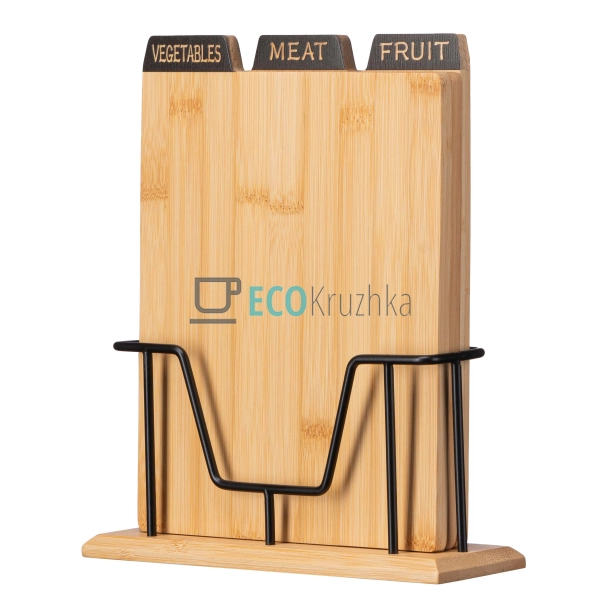 Набір кухонних бамбукових дощок на підставці Midori, 3 ш ...