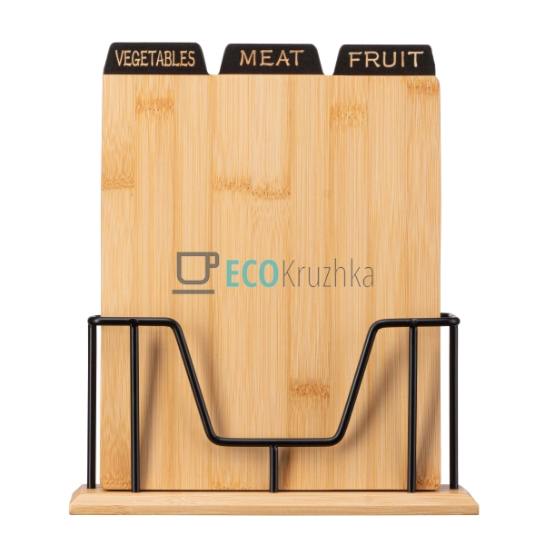 Набір кухонних бамбукових дощок на підставці Midori, 3 ш ...