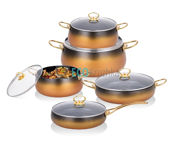 Набір каструль Edenberg 10 предметів з мармуровим антипр ... Набір каструль Edenberg 10 предметів з мармуровим антипр ...