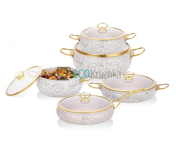 Набір каструль Edenberg 10 предметів з мармуровим антипр ... Набір каструль Edenberg 10 предметів з мармуровим антипр ...