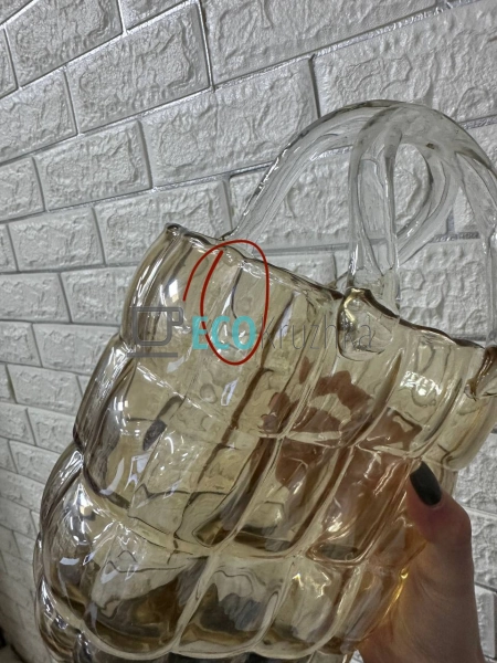 УЦІНКА ВАЗА СКЛЯНА У ФОРМІ СУМОЧКИ 18 Х 9 Х 28СМ УЦІНКА ВАЗА СКЛЯНА У ФОРМІ СУМОЧКИ 18 Х 9 Х 28СМ