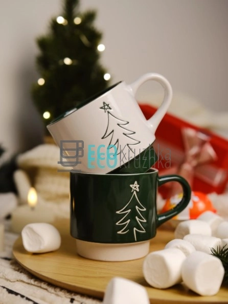 УЦІНКА НАБІР ПОРЦЕЛЯНОВИХ КУХЛІВ "ЯЛИНКА", 400 МЛ EK2153 ...