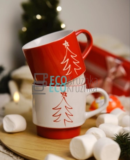 УЦІНКА НАБІР ПОРЦЕЛЯНОВИХ КУХЛІВ "ЯЛИНКА", 400 МЛ EK2154 ...