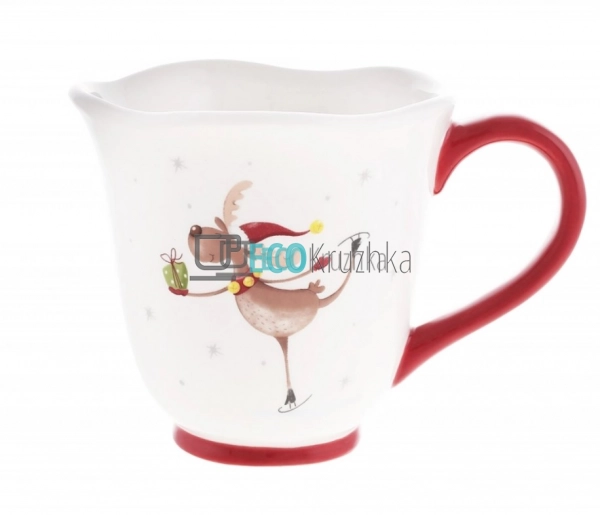 УЦІНКА КРУЖКА КЕРАМІЧНА "ОЛЕНЬ НА ЛИЖАХ", 470 МЛ