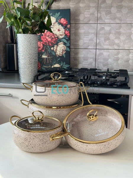 Набір каструль Edenberg 8 предметів з мармуровим антипри ...