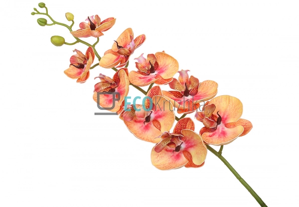 Штучна латексна орхідея, 9 квіток, 15x103 см, помаранчев ...