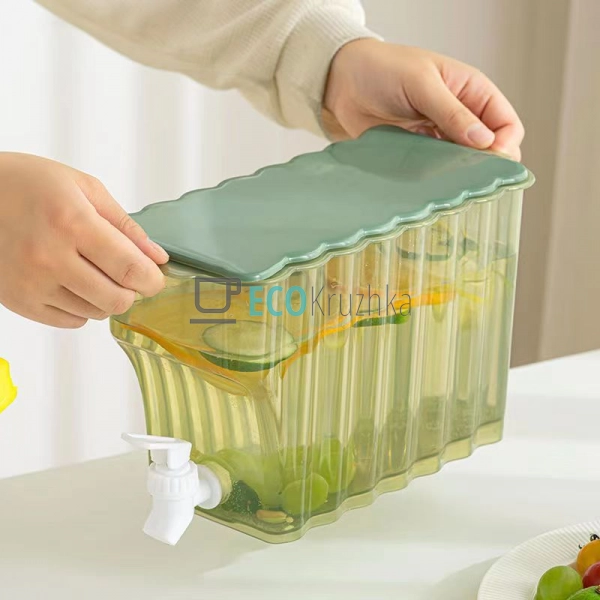 Лимонадник з краном для напоїв, 3 літра Пластиковий Зеле ... Лимонадник з краном для напоїв, 3 літра Пластиковий Зеле ...