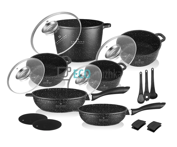 Набір каструль Edenberg 17 предметів з мармуровим антипр ... Набір каструль Edenberg 17 предметів з мармуровим антипр ...