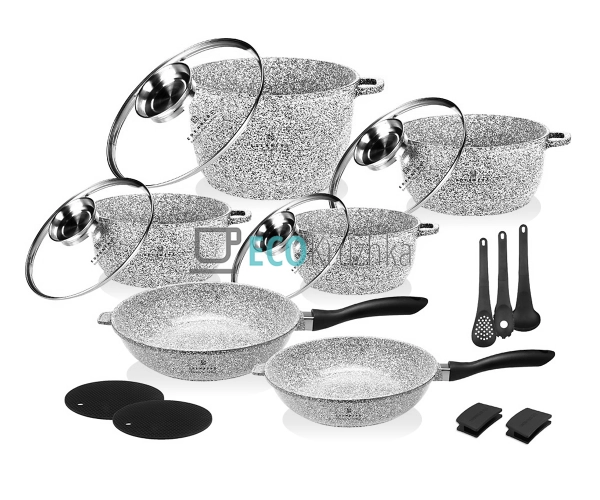 Набір каструль Edenberg 17 предметів з мармуровим антипр ... Набір каструль Edenberg 17 предметів з мармуровим антипр ...