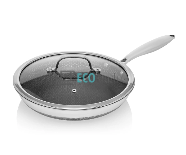 Сковорода 28 х 5.5 см нержавіюча професійна з кришкою HO ... Сковорода 28 х 5.5 см нержавіюча професійна з кришкою HO ...