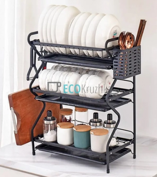Триярусна настільна сушарка для посуду, чорна, 53x54x24 ... Триярусна настільна сушарка для посуду, чорна, 53x54x24 ...