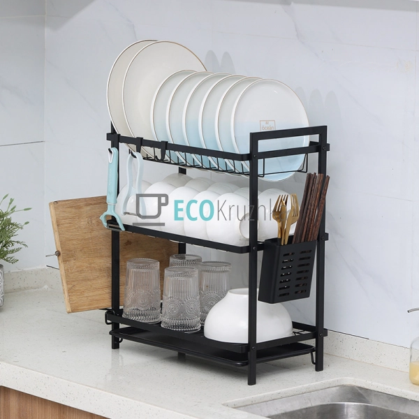 Триярусна настільна сушарка для посуду, чорна, 53x50x25 ... Триярусна настільна сушарка для посуду, чорна, 53x50x25 ...