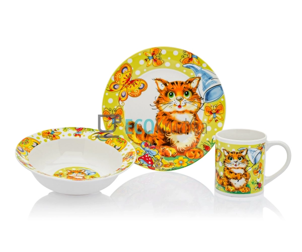 Дитячий фарфоровий посуд: набір з 3 предметів Котик CS17 ... Дитячий фарфоровий посуд: набір з 3 предметів Котик CS17 ...