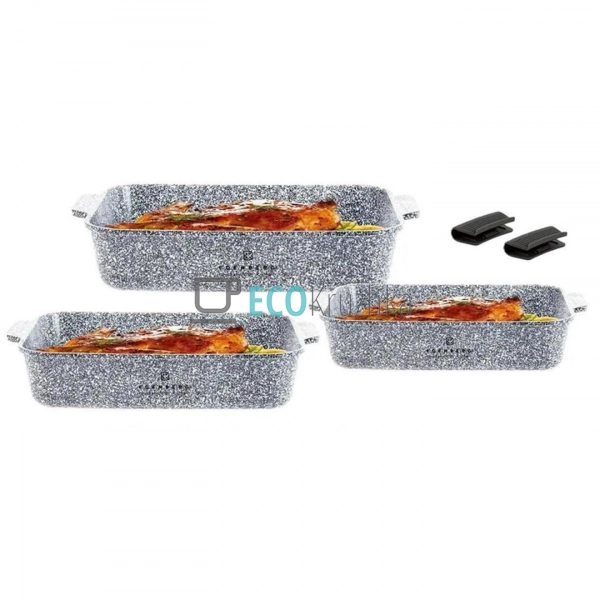 Набір алюмінієвих жаровень Edenberg з мармуровим покритт ...