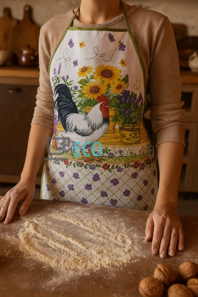 Кухонний фартух без кишені з принтом "Півень", різноколь ...