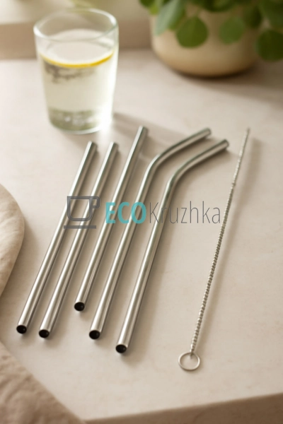 Набір 4 трубочки 8х210 мм і щітка "Нержавіючі" (R10851) Набір 4 трубочки 8х210 мм і щітка "Нержавіючі" (R10851)