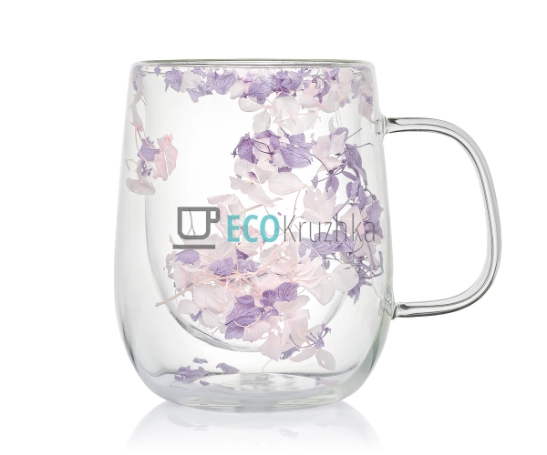 Скляна чашка з подвійними стінками та сухоцвітами 330 мл ... Скляна чашка з подвійними стінками та сухоцвітами 330 мл ...