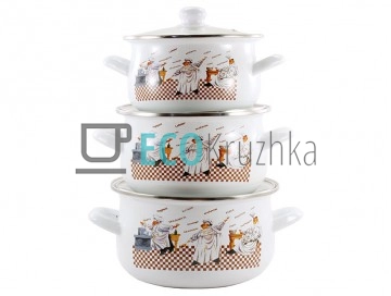 Набір емальованих каструль Кухарі 3 шт — 2л, 3л, 4л з кр ... Набір емальованих каструль Кухарі 3 шт — 2л, 3л, 4л з кр ...