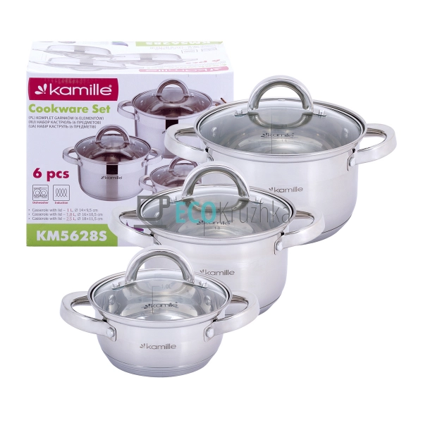 Набір каструль з нержавіючої сталі 6 предметів з кришкам ... Набір каструль з нержавіючої сталі 6 предметів з кришкам ...