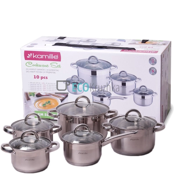 Набір каструль з нержавіючої сталі 10 предметів з кришка ... Набір каструль з нержавіючої сталі 10 предметів з кришка ...