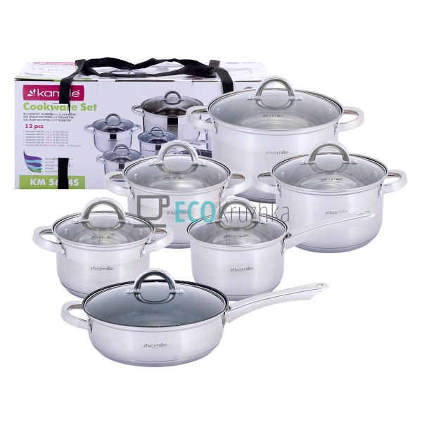 Набір посуду з нержавіючої сталі 12 предметів з кришками ... Набір посуду з нержавіючої сталі 12 предметів з кришками ...