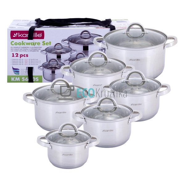 Набір каструль з нержавіючої сталі 12 предметів з кришка ... Набір каструль з нержавіючої сталі 12 предметів з кришка ...