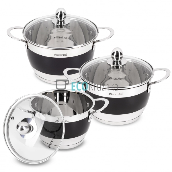 Набір каструль з нержавіючої сталі 6 предметів з кришкам ... Набір каструль з нержавіючої сталі 6 предметів з кришкам ...