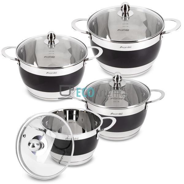 Набір каструль з нержавіючої сталі 8 предметів з кришкам ... Набір каструль з нержавіючої сталі 8 предметів з кришкам ...