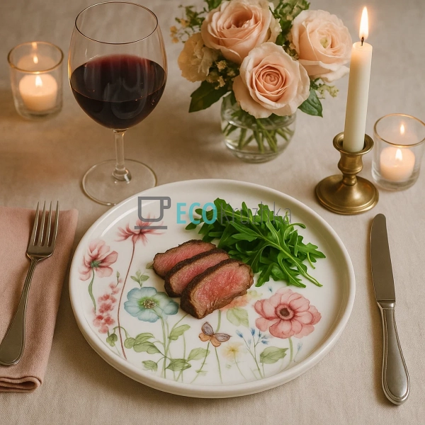 Десертна порцелянова тарілка з квітковим візерунком Flow ...