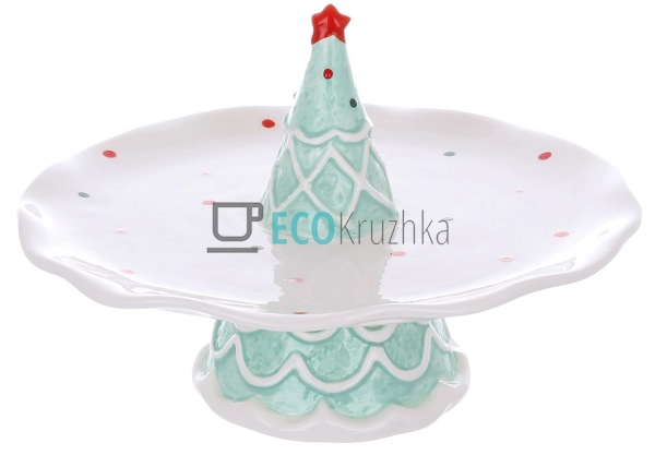 Новорічна керамічна підставка для тістечок "Ялинка" 21×1 ... Новорічна керамічна підставка для тістечок "Ялинка" 21×1 ...