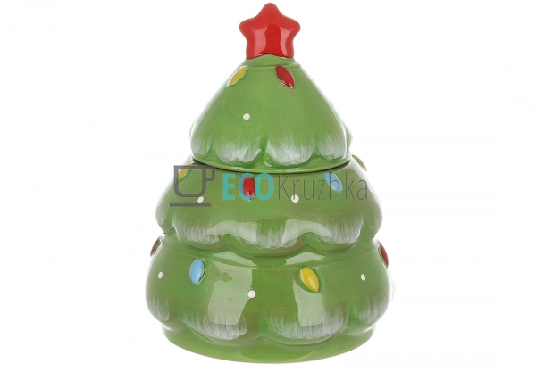Новорічна керамічна банка "Ялинка" з обʼємним декором, 6 ... Новорічна керамічна банка "Ялинка" з обʼємним декором, 6 ...