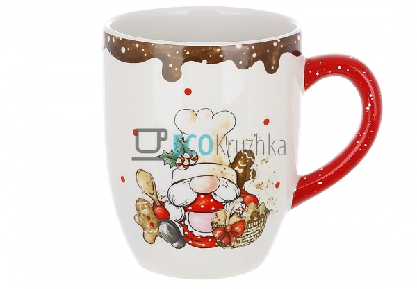 Керамічна новорічна кружка 400 мл з гномом-кухарем та пр ... Керамічна новорічна кружка 400 мл з гномом-кухарем та пр ...