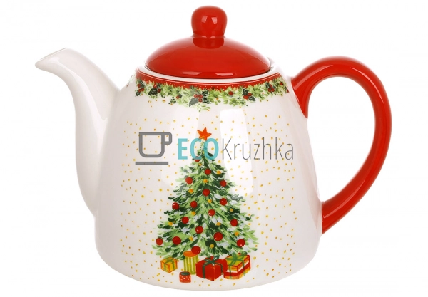 Новорічний порцеляновий чайник «Ялинка» 900 мл (RM9-411) Новорічний порцеляновий чайник «Ялинка» 900 мл (RM9-411)