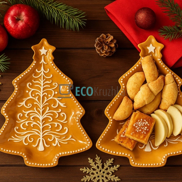 Керамічне блюдо у формі ялинки для печива чи пряників, 2 ... Керамічне блюдо у формі ялинки для печива чи пряників, 2 ...