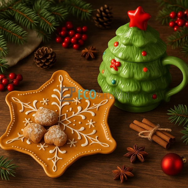 Керамічне блюдо у формі сніжинки для печива чи пряників, ... Керамічне блюдо у формі сніжинки для печива чи пряників, ...