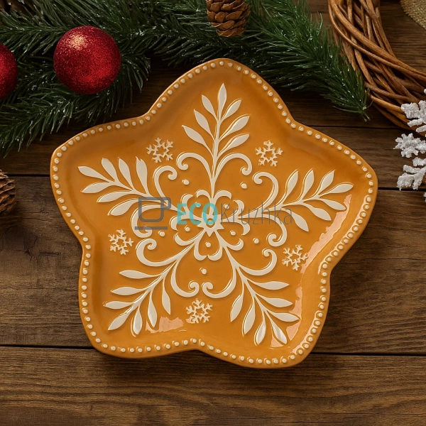 Керамічне блюдо Сніжинка для подачі тортів і випічки D24 ...