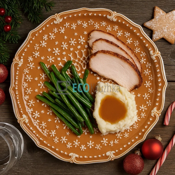 Керамічне святкове блюдо "Пряникова сніжинка" Ø27.5 см – ... Керамічне святкове блюдо "Пряникова сніжинка" Ø27.5 см – ...