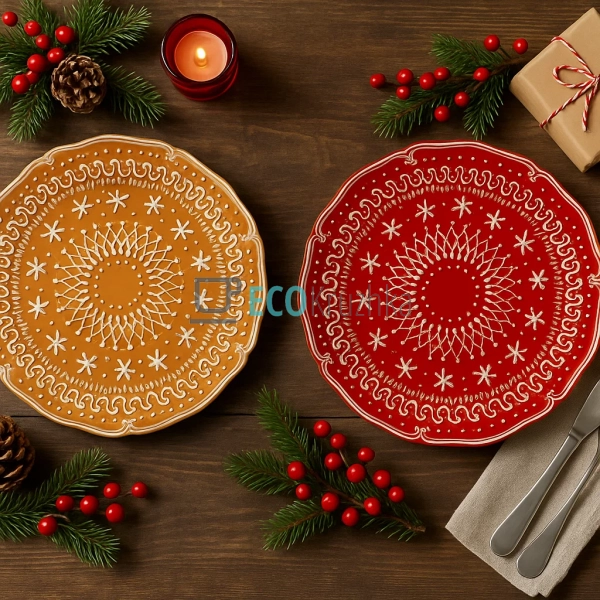 Керамічне святкове блюдо "Пряникова сніжинка" Ø27.5 см – ... Керамічне святкове блюдо "Пряникова сніжинка" Ø27.5 см – ...