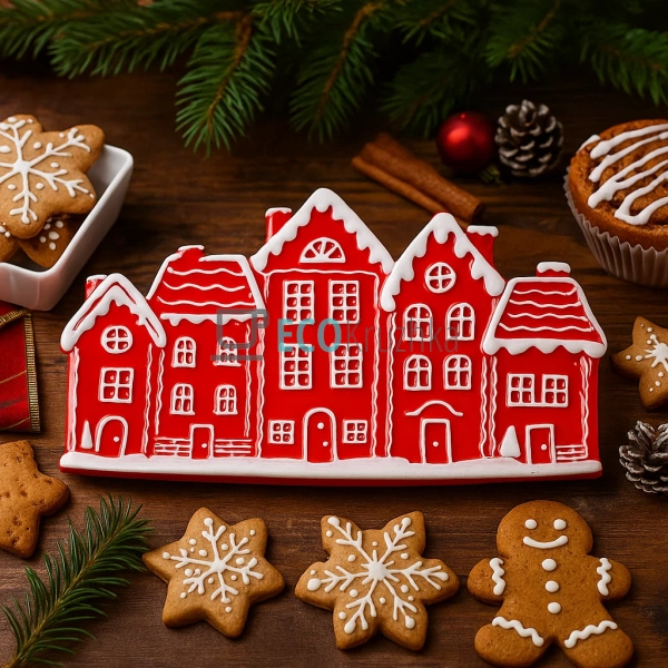 Керамічне сервірувальне блюдо Пряникове місто 33×18 см – ... Керамічне сервірувальне блюдо Пряникове місто 33×18 см – ...