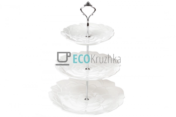Етажерка триярусна порцелянова 33 см — біла підставка дл ... Етажерка триярусна порцелянова 33 см — біла підставка дл ...