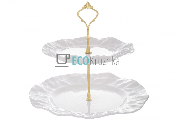 Етажерка двоярусна порцелянова 25 см — біла підставка дл ... Етажерка двоярусна порцелянова 25 см — біла підставка дл ...