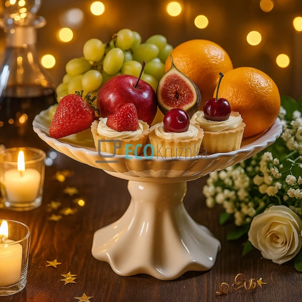 Порцелянова фруктівниця на ніжці 25 см — біла (988-507) Порцелянова фруктівниця на ніжці 25 см — біла (988-507)