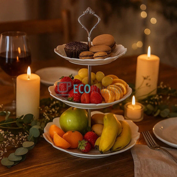 Етажерка триярусна порцелянова 33 см — біла підставка дл ... Етажерка триярусна порцелянова 33 см — біла підставка дл ...