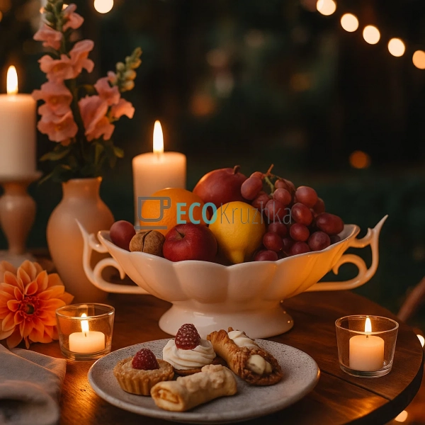 Порцелянова фруктівниця з ручками 25,5 см — біла елегант ... Порцелянова фруктівниця з ручками 25,5 см — біла елегант ...