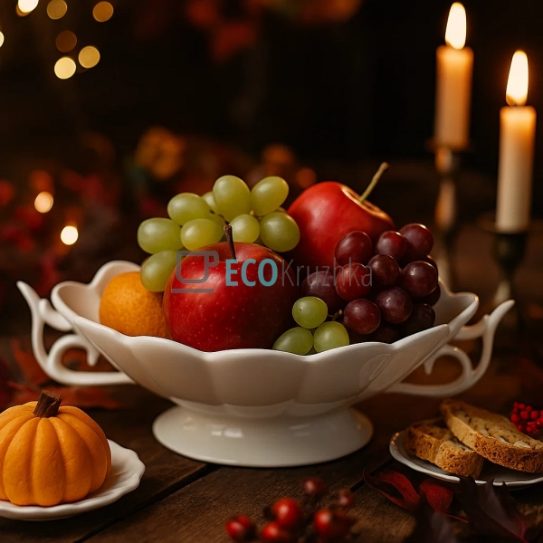 Порцелянова фруктівниця з ручками 30,5 см — біла елегант ... Порцелянова фруктівниця з ручками 30,5 см — біла елегант ...