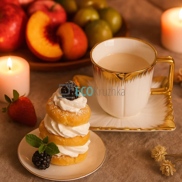 Чайна пара Tulip 220 мл із позолотою – порцелянова чашка ... Чайна пара Tulip 220 мл із позолотою – порцелянова чашка ...