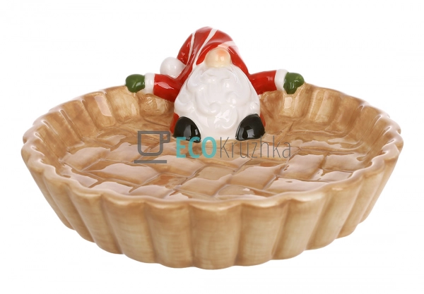 Керамічне новорічне блюдо “Гном” D20×6.9 см – святкова т ... Керамічне новорічне блюдо “Гном” D20×6.9 см – святкова т ...