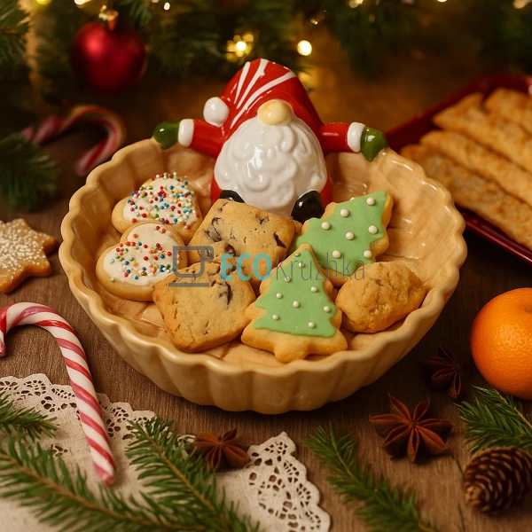 Керамічне новорічне блюдо “Гном” D20×6.9 см – святкова т ... Керамічне новорічне блюдо “Гном” D20×6.9 см – святкова т ...